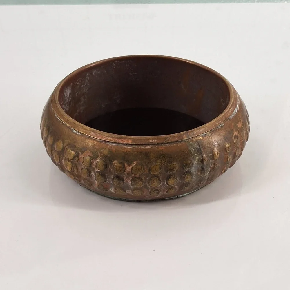 Vintage Chunky Hammered Copper Bangle Bracelet Made in India Boho